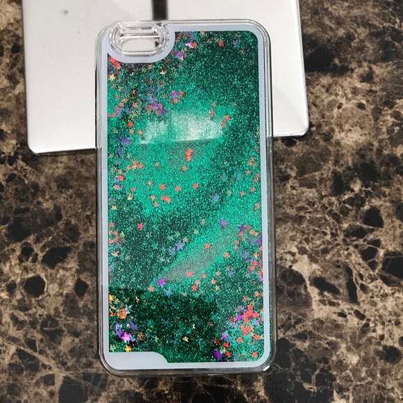 Accessories - iPhone 6+ Green Glitter Star Sparkle Liquid Case